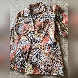 Gerry Weber Animal Print Button Down Shirt Blazer Blouse Size 10
